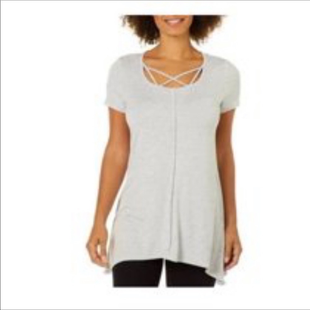 Terre Bleue Women’s Heather Gray Cross Front Tunic Size S